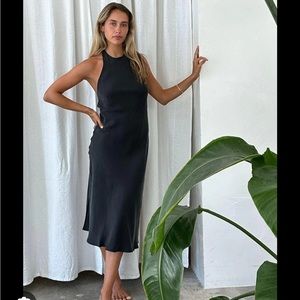 Silk Laundry Black Silk Halter Dress medium NWT